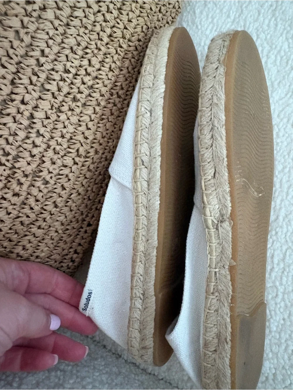 Soludos Cream Canvas Espadrille Slip-On Flats